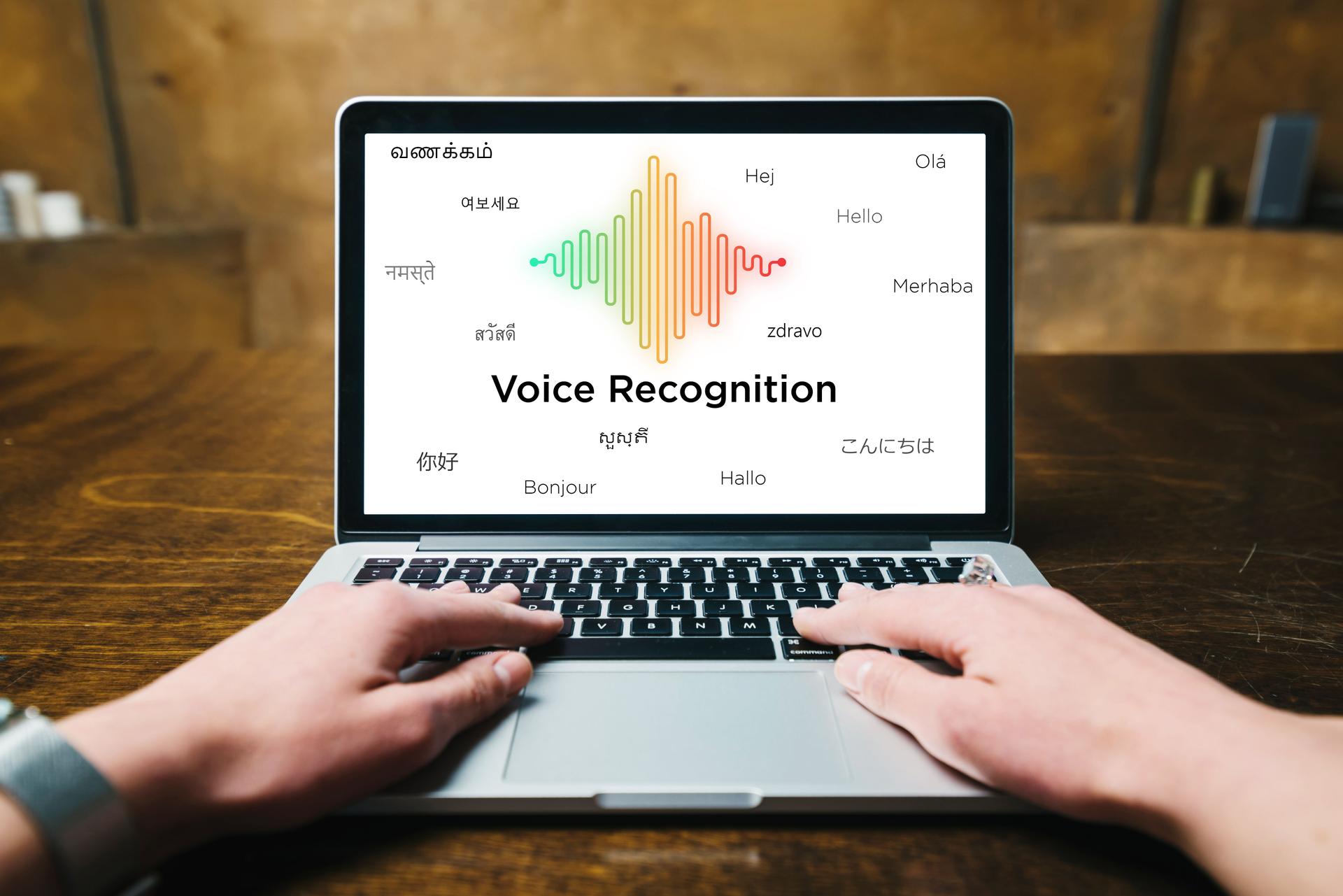 Voice recognition, Speech detect and deep learning concept.